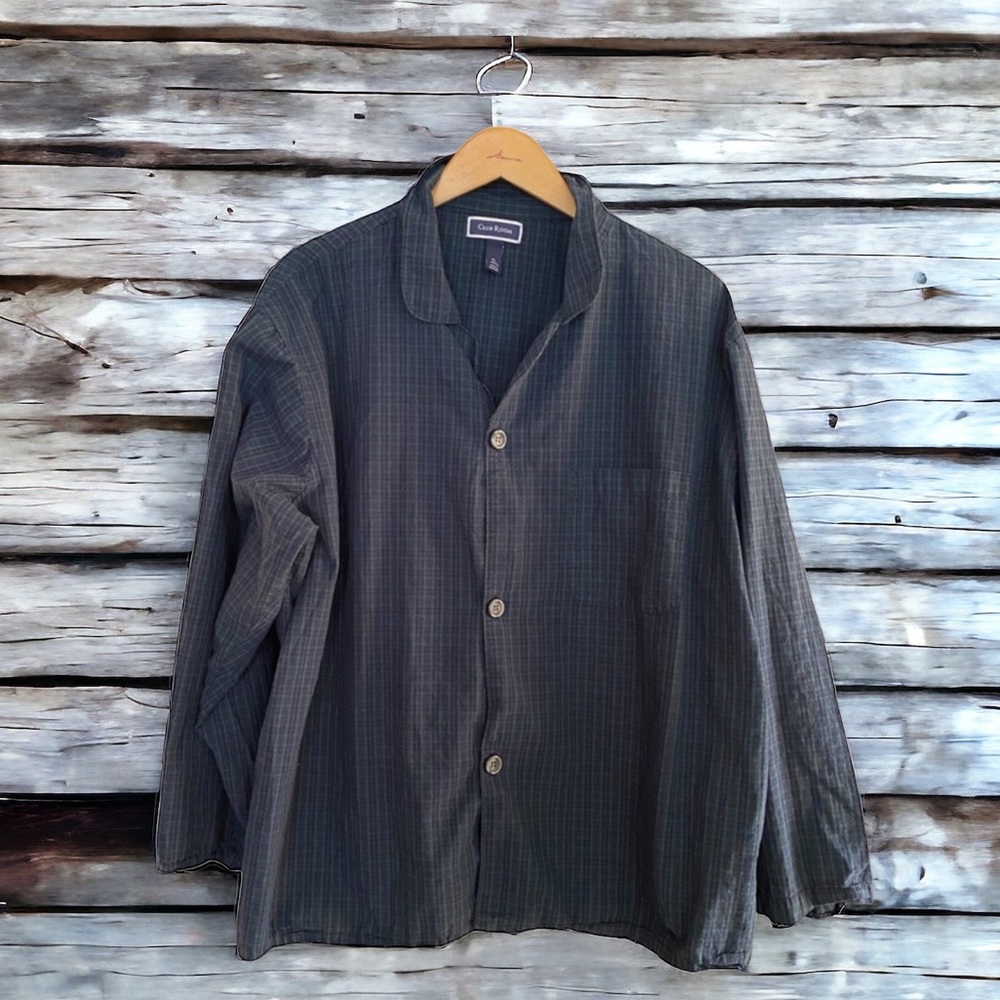❄️ 50% off winter Club Room blue green plaid lounge pajama top XL